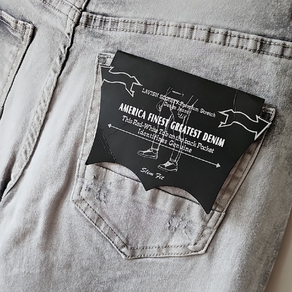 Men's Slim Straight Fit Gray Denim 30x30 - Picture 6 of 9